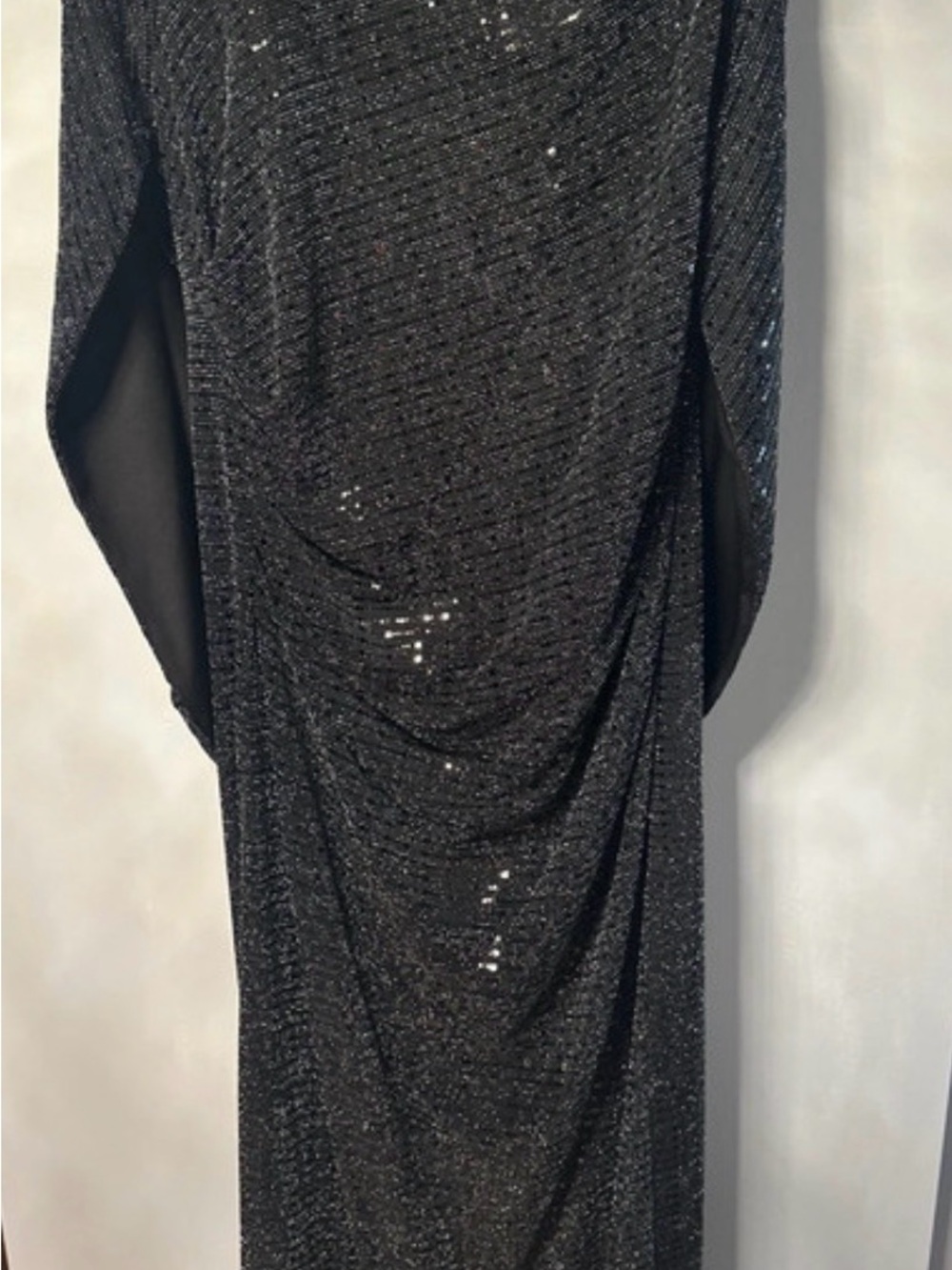 Sparkle Black Draped Maxi Dress